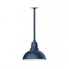 Montclair Light Works STA106-50-W12-L12 - 12" Cafe shade, stem mount LED Pendant with canopy with wire grill, Navy