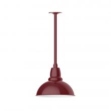 Montclair Light Works STA106-55-W12-L12 - 12" Cafe shade, stem mount LED Pendant with canopy with wire grill, Barn Red