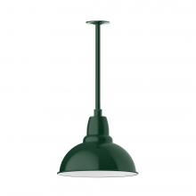  STA107-42-H24-L13 - 14" Cafe shade, stem mount LED Pendant with canopy, Forest Green