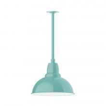  STA107-48-H30-L13 - 14" Cafe shade, stem mount LED Pendant with canopy, Sea Green