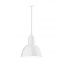  STA116-44-W12-L12 - 12" Deep Bowl shade, stem mount LED Pendant with wire grill, White