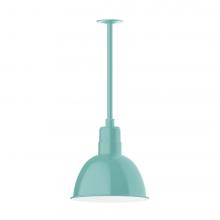  STA116-48-W12-L12 - 12" Deep Bowl shade, stem mount LED Pendant with wire grill, Sea Green