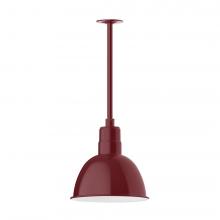  STA116-55-W12-L12 - 12" Deep Bowl shade, stem mount LED Pendant with wire grill, Barn Red