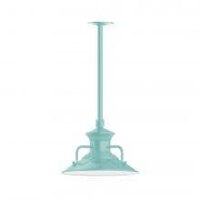  STA142-48-H36-L12 - 12" Homestead shade, stem mount LED Pendant with canopy, Sea Green