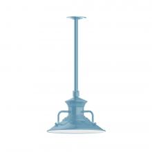  STA142-54-L12 - 12" Homestead shade, stem mount LED Pendant with canopy, Light Blue