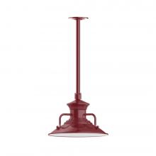  STA142-55-L12 - 12" Homestead shade, stem mount LED Pendant with canopy, Barn Red