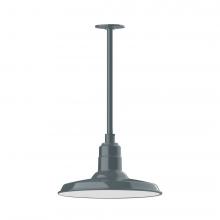 Montclair Light Works STA183-40-H36-L13 - 14" Warehouse shade, stem mount LED Pendant with canopy, Slate Gray