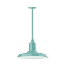 Montclair Light Works STA183-48-H36-L13 - 14" Warehouse shade, stem mount LED Pendant with canopy, Sea Green