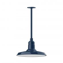 Montclair Light Works STA183-50-H36-L13 - 14" Warehouse shade, stem mount LED Pendant with canopy, Navy