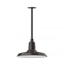 Montclair Light Works STA183-51-H36-L13 - 14" Warehouse shade, stem mount LED Pendant with canopy, Architectural Bronze