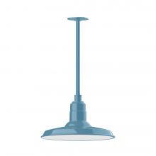 Montclair Light Works STA183-54-H36-L13 - 14" Warehouse shade, stem mount LED Pendant with canopy, Light Blue
