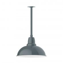  STB108-40-L13 - 16" Cafe shade, stem mount LED Pendant with canopy, Slate Gray