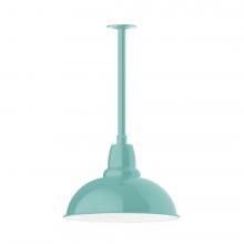  STB108-48-L13 - 16" Cafe shade, stem mount LED Pendant with canopy, Sea Green