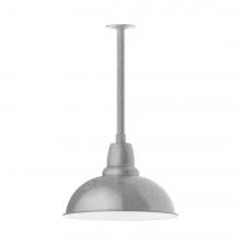  STB108-49-L13 - 16" Cafe shade, stem mount LED Pendant with canopy, Painted Galvanized