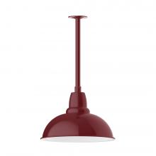  STB108-55-L13 - 16" Cafe shade, stem mount LED Pendant with canopy, Barn Red