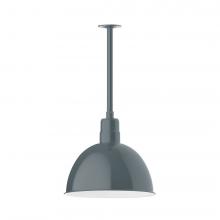 Montclair Light Works STB117-40-L13 - 16" Deep Bowl shade, stem mount LED Pendant with canopy, Slate Gray