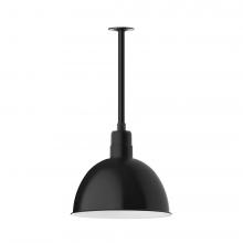 Montclair Light Works STB117-41-L13 - 16" Deep Bowl shade, stem mount LED Pendant with canopy, Black