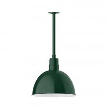 Montclair Light Works STB117-42-L13 - 16" Deep Bowl shade, stem mount LED Pendant with canopy, Forest Green