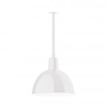 Montclair Light Works STB117-44-L13 - 16" Deep Bowl shade, stem mount LED Pendant with canopy, White