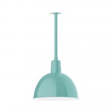 Montclair Light Works STB117-48-L13 - 16" Deep Bowl shade, stem mount LED Pendant with canopy, Sea Green