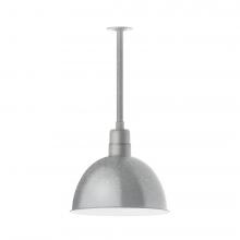 Montclair Light Works STB117-49-L13 - 16" Deep Bowl shade, stem mount LED Pendant with canopy, Painted Galvanized
