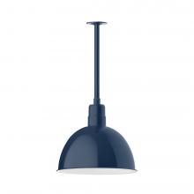 Montclair Light Works STB117-50-L13 - 16" Deep Bowl shade, stem mount LED Pendant with canopy, Navy
