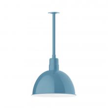 Montclair Light Works STB117-54-L13 - 16" Deep Bowl shade, stem mount LED Pendant with canopy, Light Blue