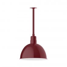 Montclair Light Works STB117-55-L13 - 16" Deep Bowl shade, stem mount LED Pendant with canopy, Barn Red