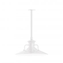 Montclair Light Works STB143-44-L13 - 18" Homestead shade, stem mount LED Pendant with canopy, White