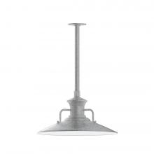 Montclair Light Works STB143-49-L13 - 18" Homestead shade, stem mount LED Pendant with canopy, Painted Galvanized