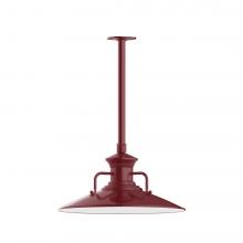  STB143-55-L13 - 18" Homestead shade, stem mount LED Pendant with canopy, Barn Red