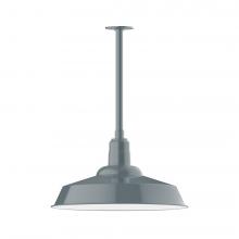  STB186-40-W20-L14 - 20" Warehouse shade, stem mount LED Pendant with wire grill, Slate Gray