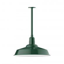  STB186-42-W20-L14 - 20" Warehouse shade, stem mount LED Pendant with wire grill, Forest Green