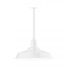  STB186-44-W20-L14 - 20" Warehouse shade, stem mount LED Pendant with wire grill, White