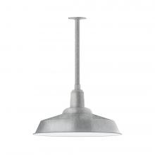  STB186-49-W20-L14 - 20" Warehouse shade, stem mount LED Pendant with wire grill, Painted Galvanized