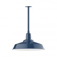  STB186-50-W20-L14 - 20" Warehouse shade, stem mount LED Pendant with wire grill, Navy