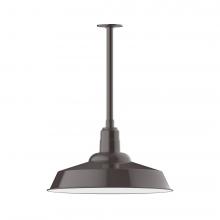  STB186-51-W20-L14 - 20" Warehouse shade, stem mount LED Pendant with wire grill, Architectural Bronze