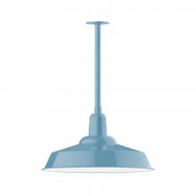  STB186-54-W20-L14 - 20" Warehouse shade, stem mount LED Pendant with wire grill, Light Blue