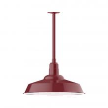  STB186-55-W20-L14 - 20" Warehouse shade, stem mount LED Pendant with wire grill, Barn Red