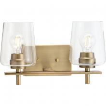  P300361-163 - Calais Collection Two-Light New Traditional Vintage Brass Clear Glass Bath Vanity Light