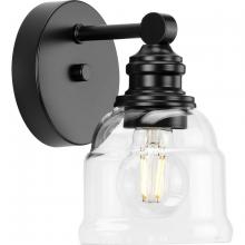  P300373-31M - Ambrose Collection One-Light Farmhouse Matte Black Clear Glass Bath Vanity Light