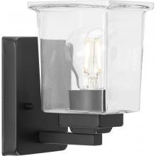  P300377-31M - Gilmour Collection One-Light Modern Farmhouse Matte Black Clear Glass Bath Vanity Light