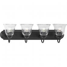  P300392-31M - Four-Light Matte Black Transitional Bath and Vanity Light with Clear Glass for Bathroom