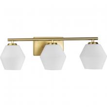  P300432-191 - Copeland Collection Three-Light Brushed Gold Vanity Mid-Century Modern Vanity Light