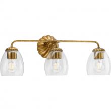  P300490-204 - Quillan Collection Three-Light Soft Gold Transitional Bath & Vanity Light