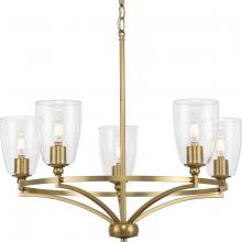  P400296-109 - Parkhurst Collection Five-Light New Traditional Brushed Bronze Clear Glass Chandelier Light