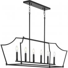  P400300-31M - Parkhurst Collection Six-Light New Traditional Matte Black Linear Island Chandelier Light