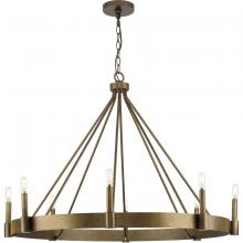  P400319-196 - Breckenridge Collection Eight-Light Aged Bronze Rustic Farmhouse Chandelier