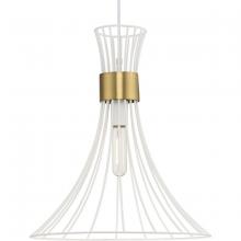  P500365-028 - Lorin Collection One-Light Mid-Century Modern Satin White Metal Pendant Light