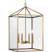  P500441-163 - Hilllcrest Collection Four-Light Vintage Brass Transitional Hall & Foyer Light